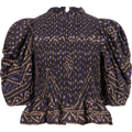 Delphine Pucker Cotton Puff Slv Smocked Top - Blue