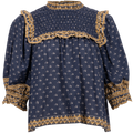 Arlita Print Puff Slv Top - Navy