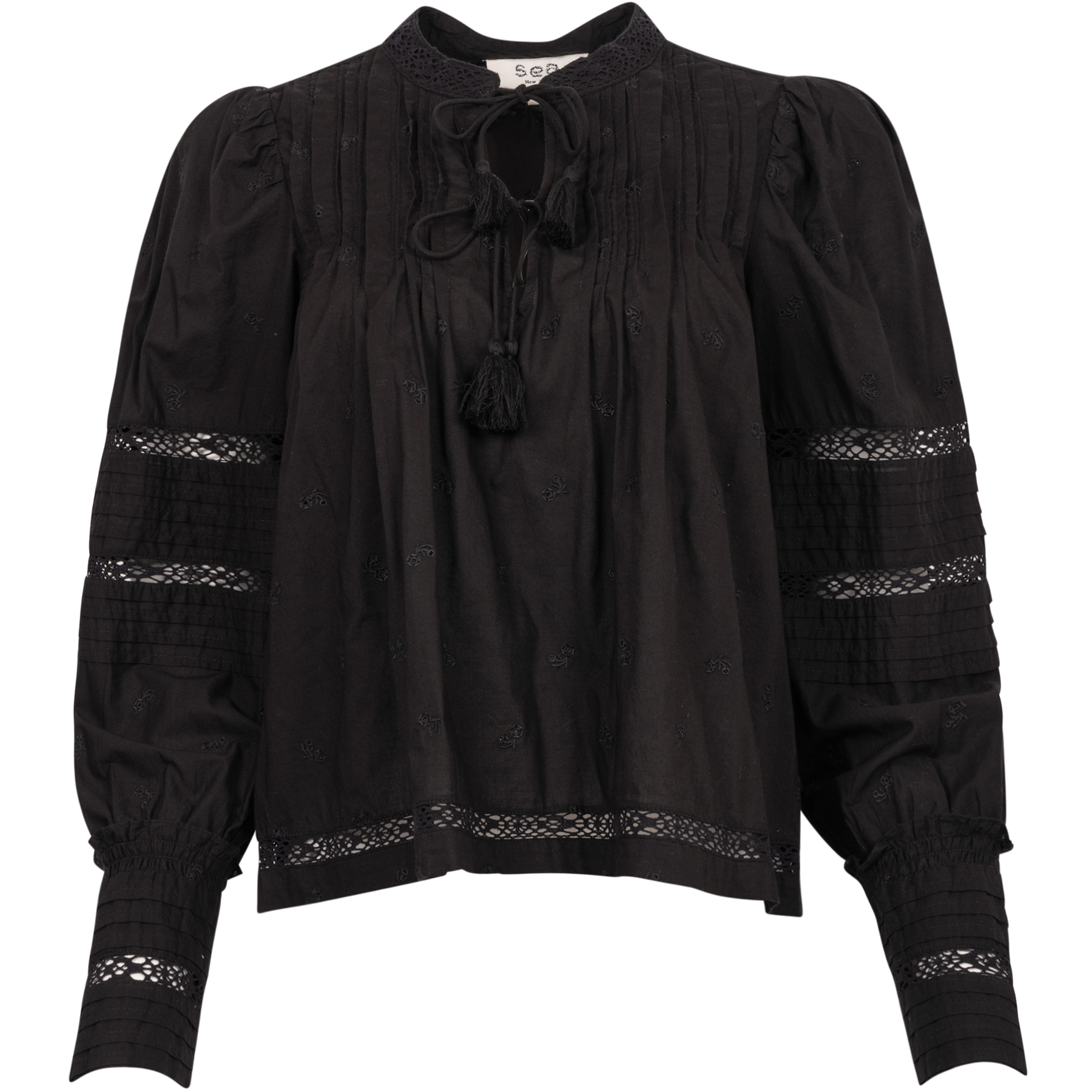 Loren Solid L/Slv Top - Black