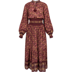 Giulia Print L/Slv Dress - Marron