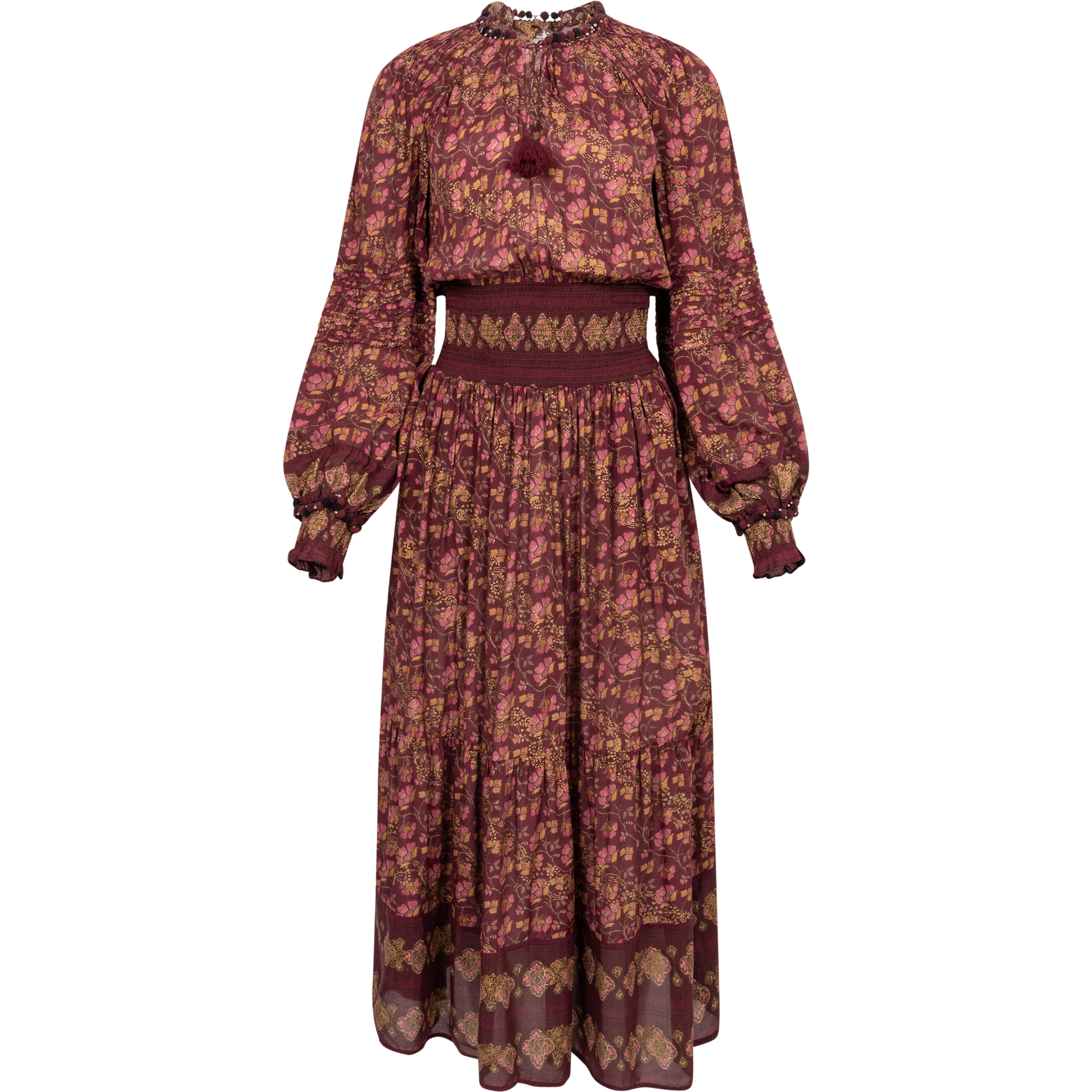 Giulia Print L/Slv Dress - Marron