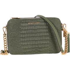 Jet Set Medium Nubuk Logo Crossbody Bag - Amazon Green