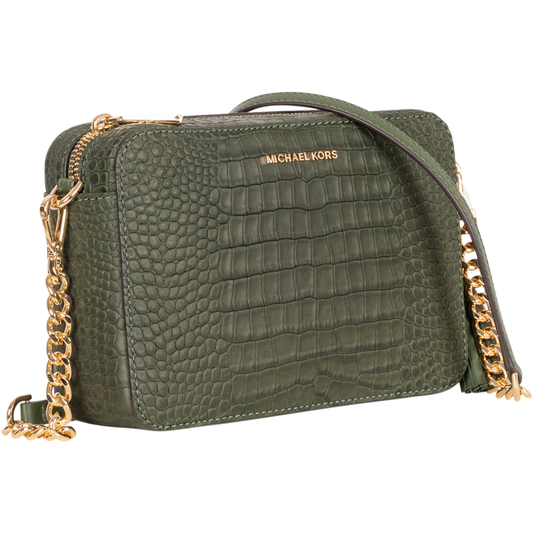 Jet Set Medium Nubuk Logo Crossbody Bag - Amazon Green
