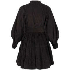 Baby Cord Belt Dress - Black