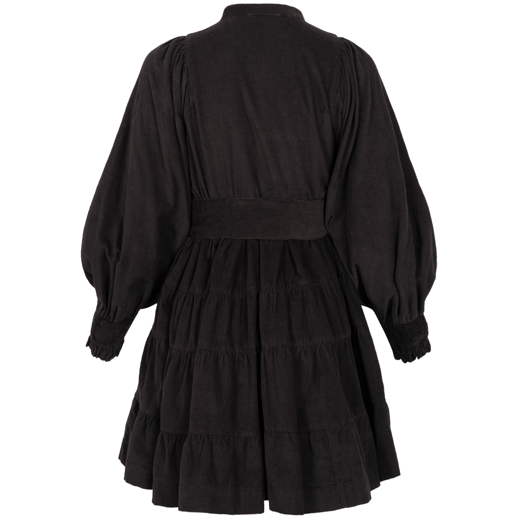 Baby Cord Belt Dress - Black