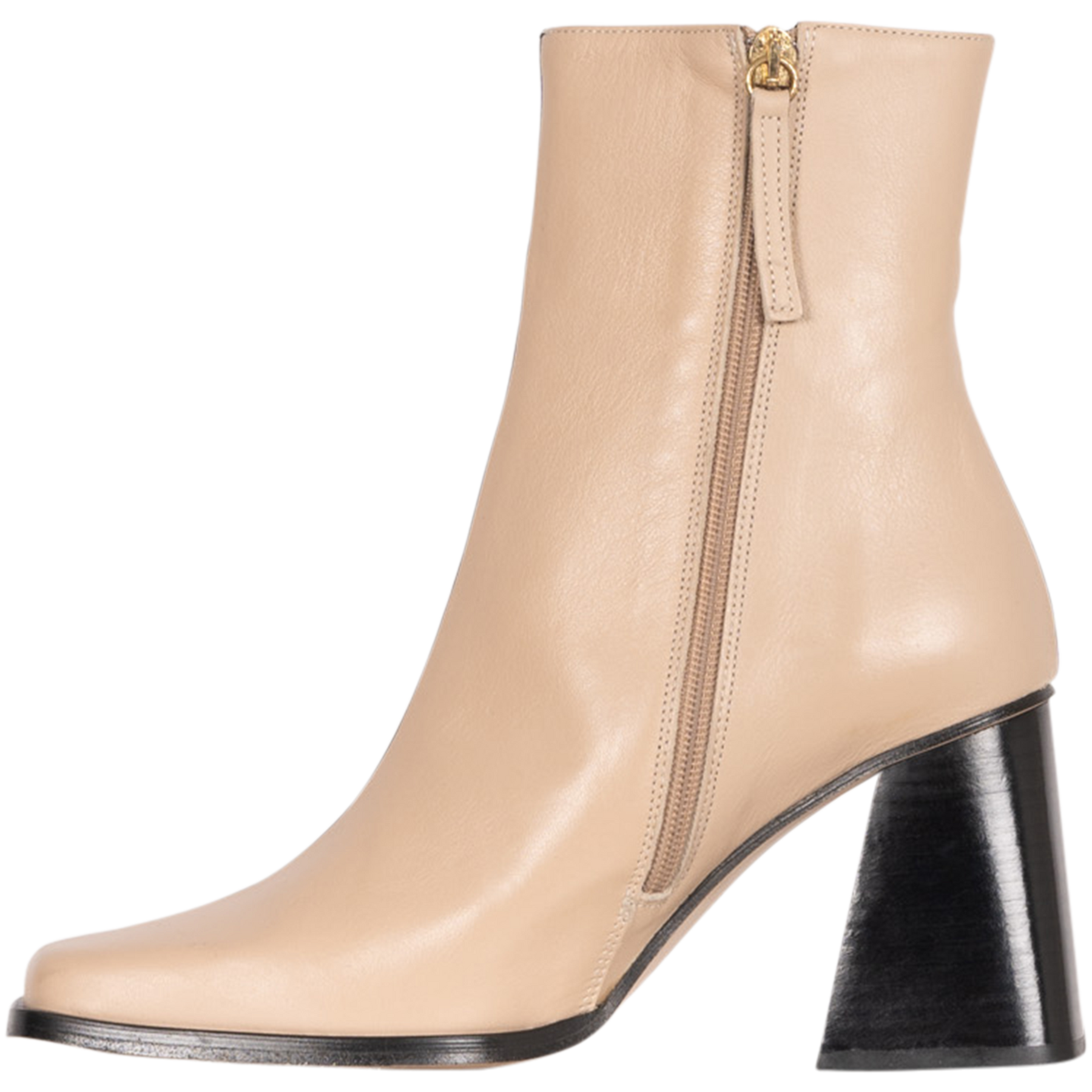 South Bicolor Leather Boot - Stone Beige Black