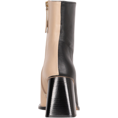 South Bicolor Leather Boot - Stone Beige Black