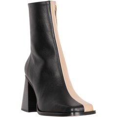 South Bicolor Leather Boot - Stone Beige Black