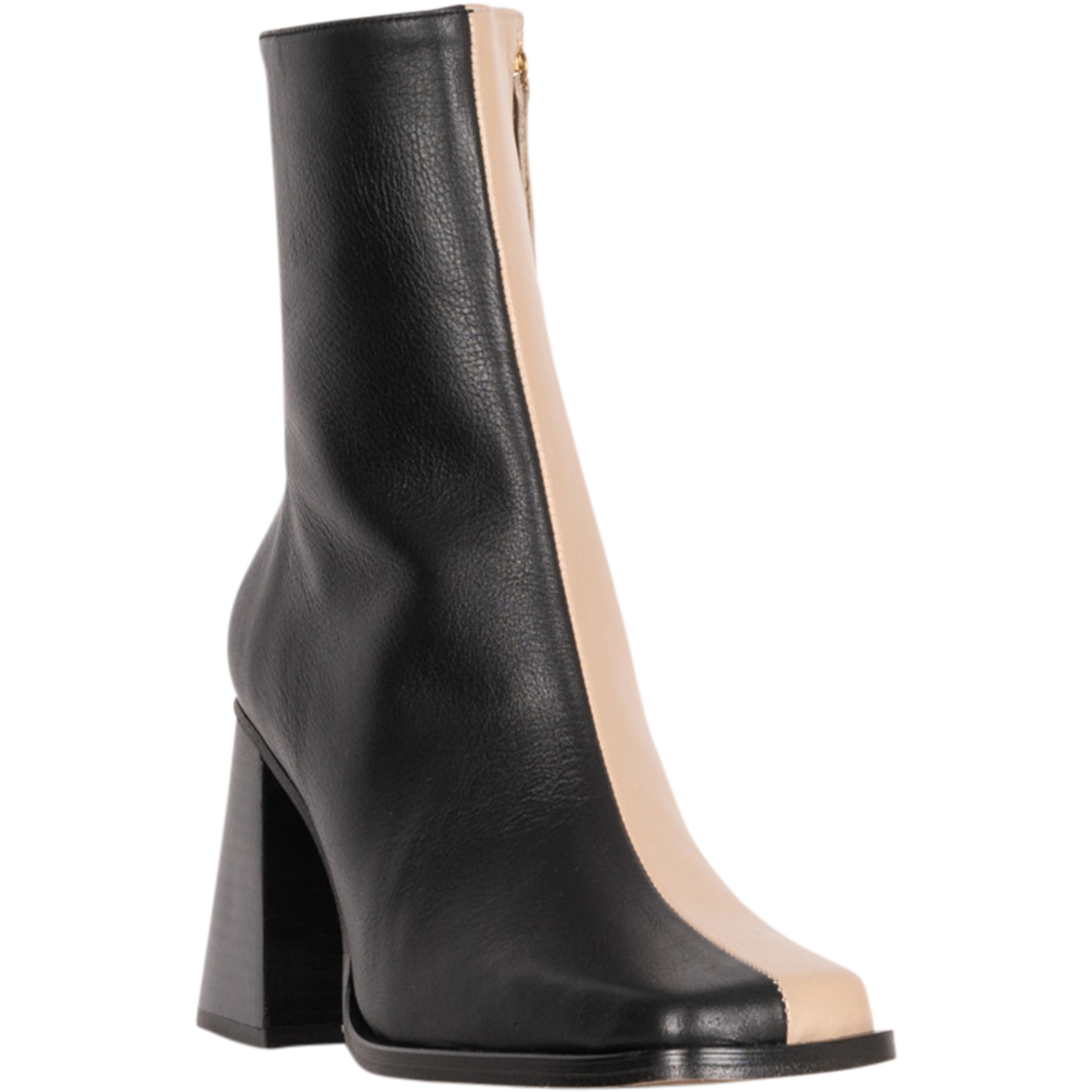 South Bicolor Leather Boot - Stone Beige Black