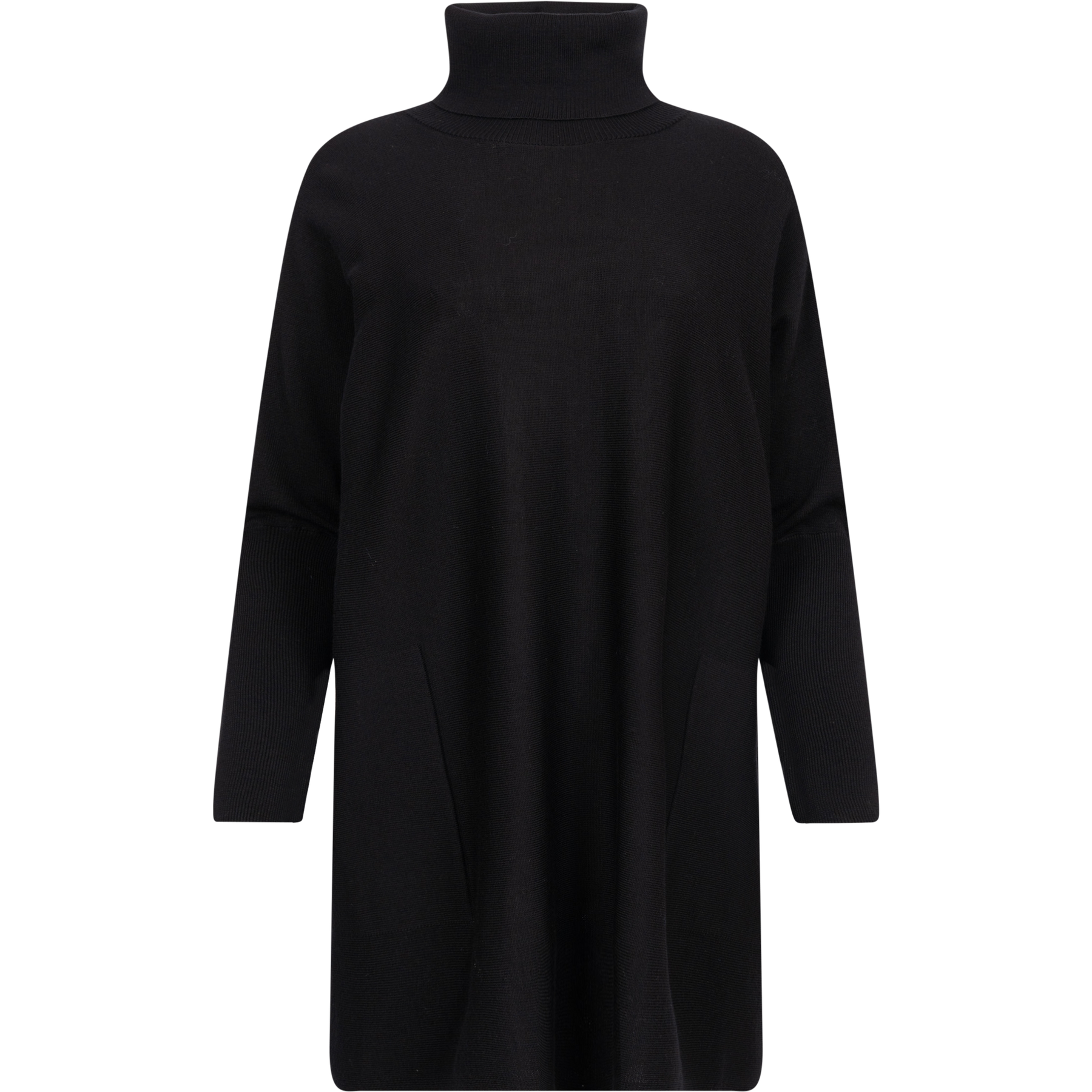Merino Long Wide Turtleneck - Black