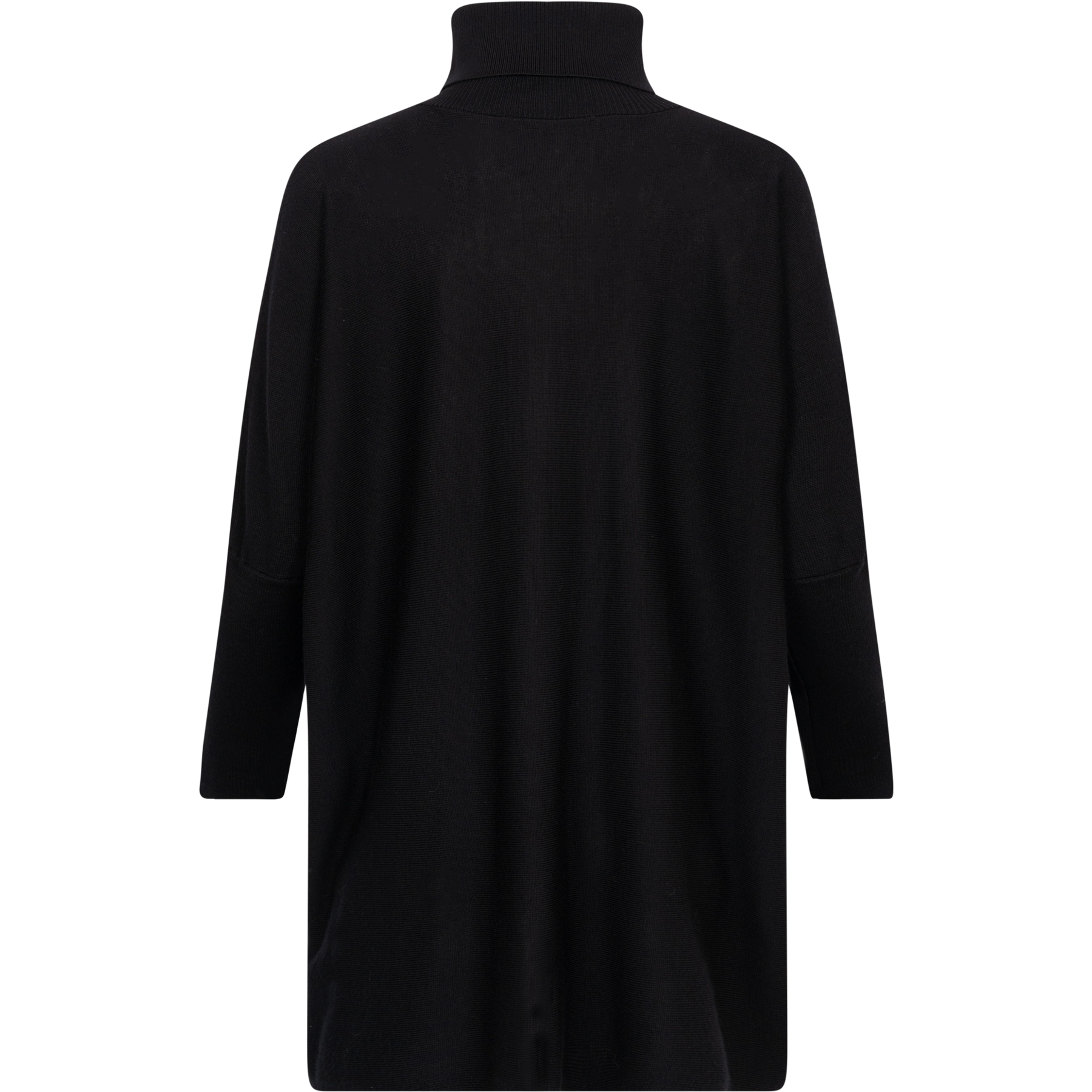 Merino Long Wide Turtleneck - Black