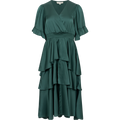 Joy Dress Solid W Tiered Skirt - Green