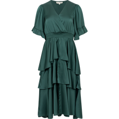 Joy Dress Solid W Tiered Skirt - Green