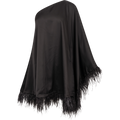 Andrea One-Shoulder Feather Mini Dress - Black