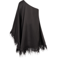 Andrea One-Shoulder Feather Mini Dress - Black