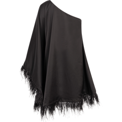 Andrea One-Shoulder Feather Mini Dress - Black