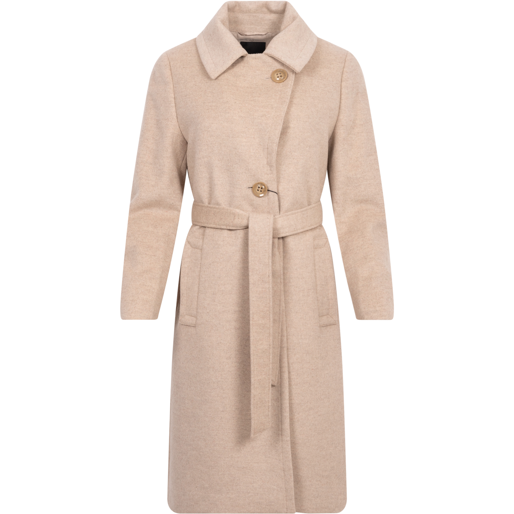 Cashmere Coat W Clareta Belt Midi - Beige