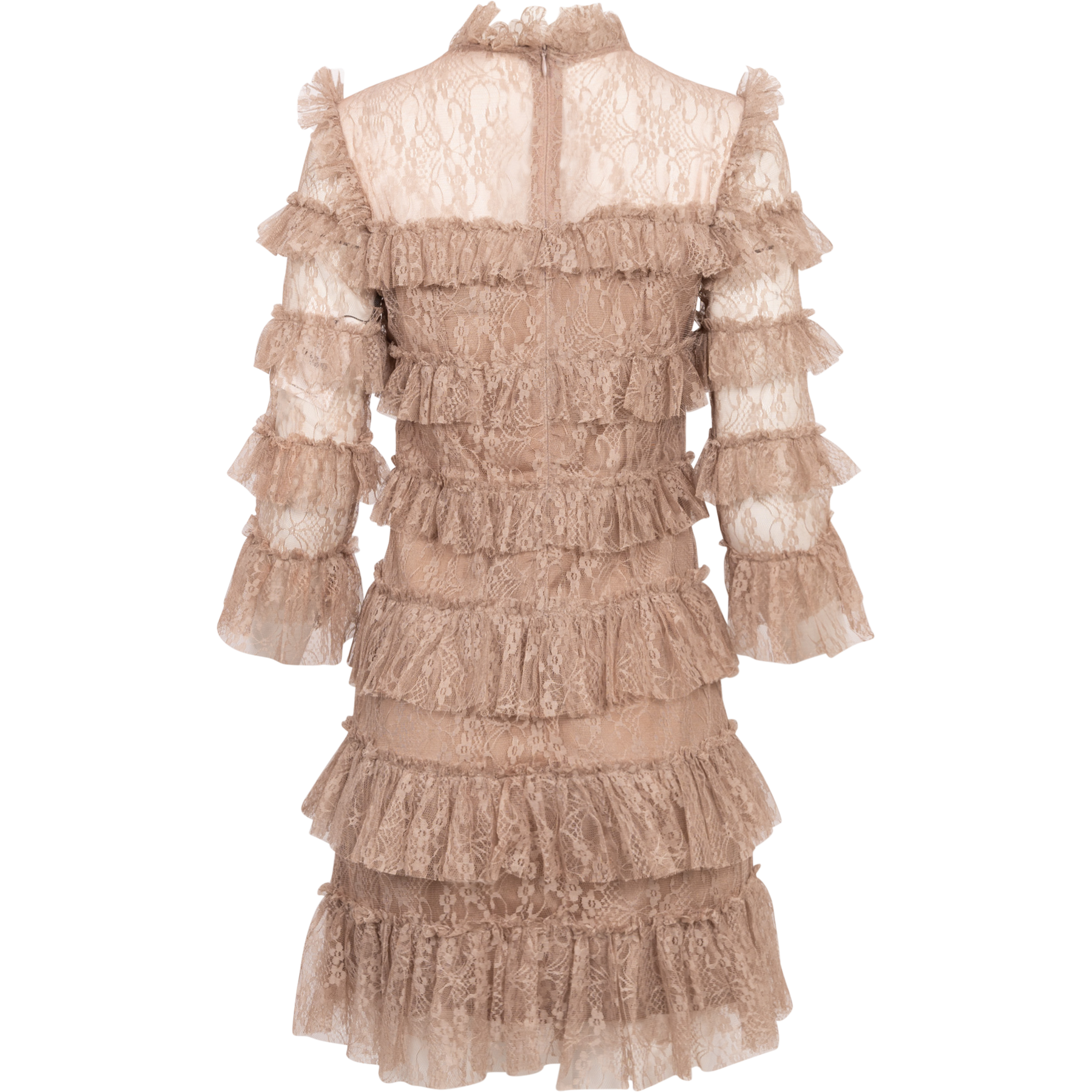Carmine Frill Mini Lace Dress - Greige