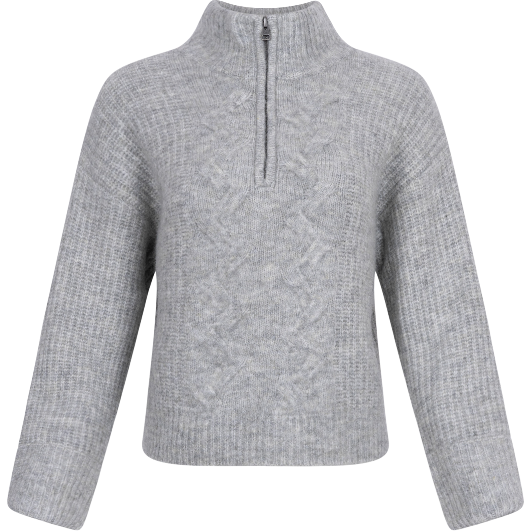 Chastine Peggy M Zip Pullover - Light Grey Melange