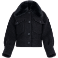 Charlie Jacket Wool Boucle Thick Faux Fur - Black