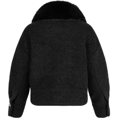 Charlie Jacket Wool Boucle Thick Faux Fur - Black
