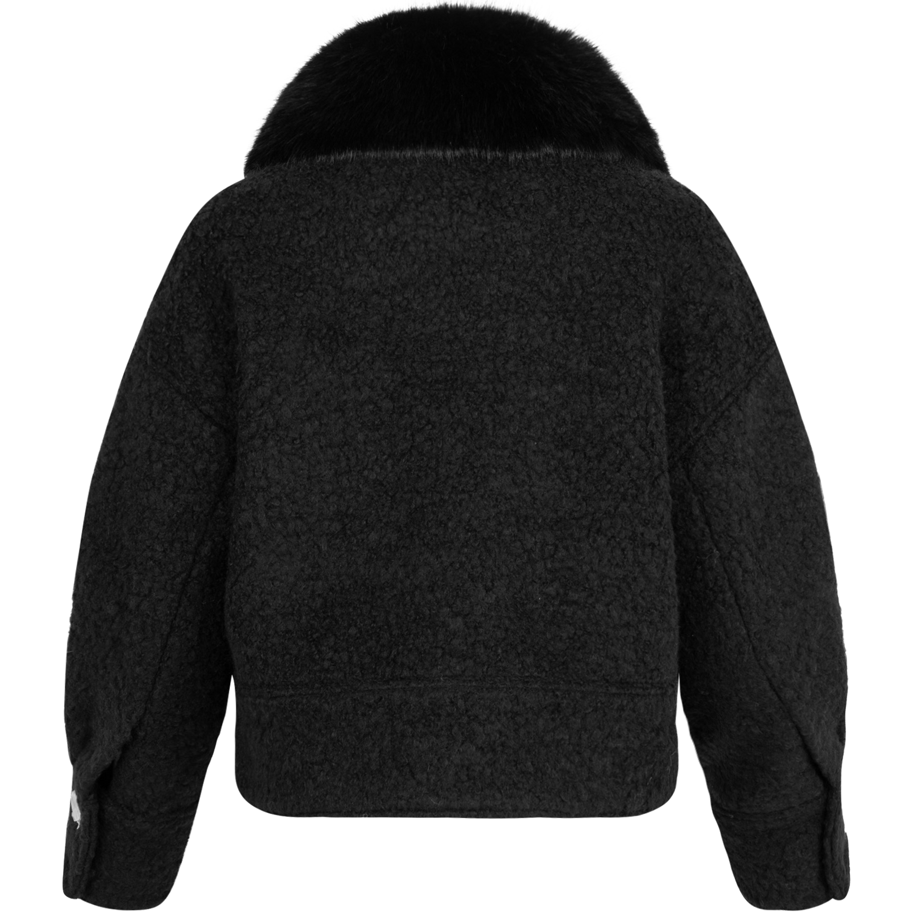 Charlie Jacket Wool Boucle Thick Faux Fur - Black