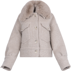 Charlie Jacket Wool Boucle Thick Faux Fur - Crème