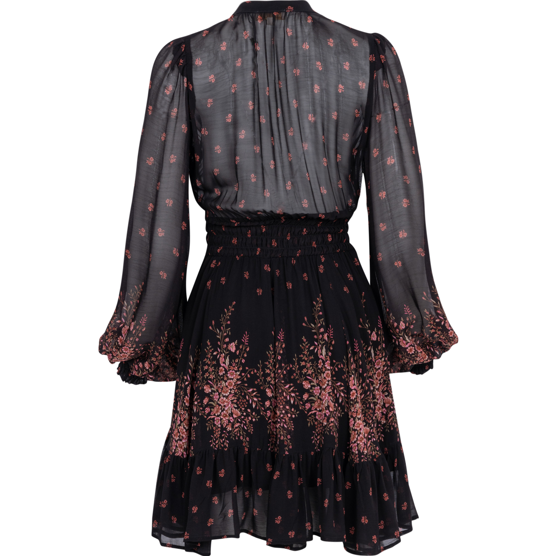 Georgette Mini Dress - Midnight Bouquet