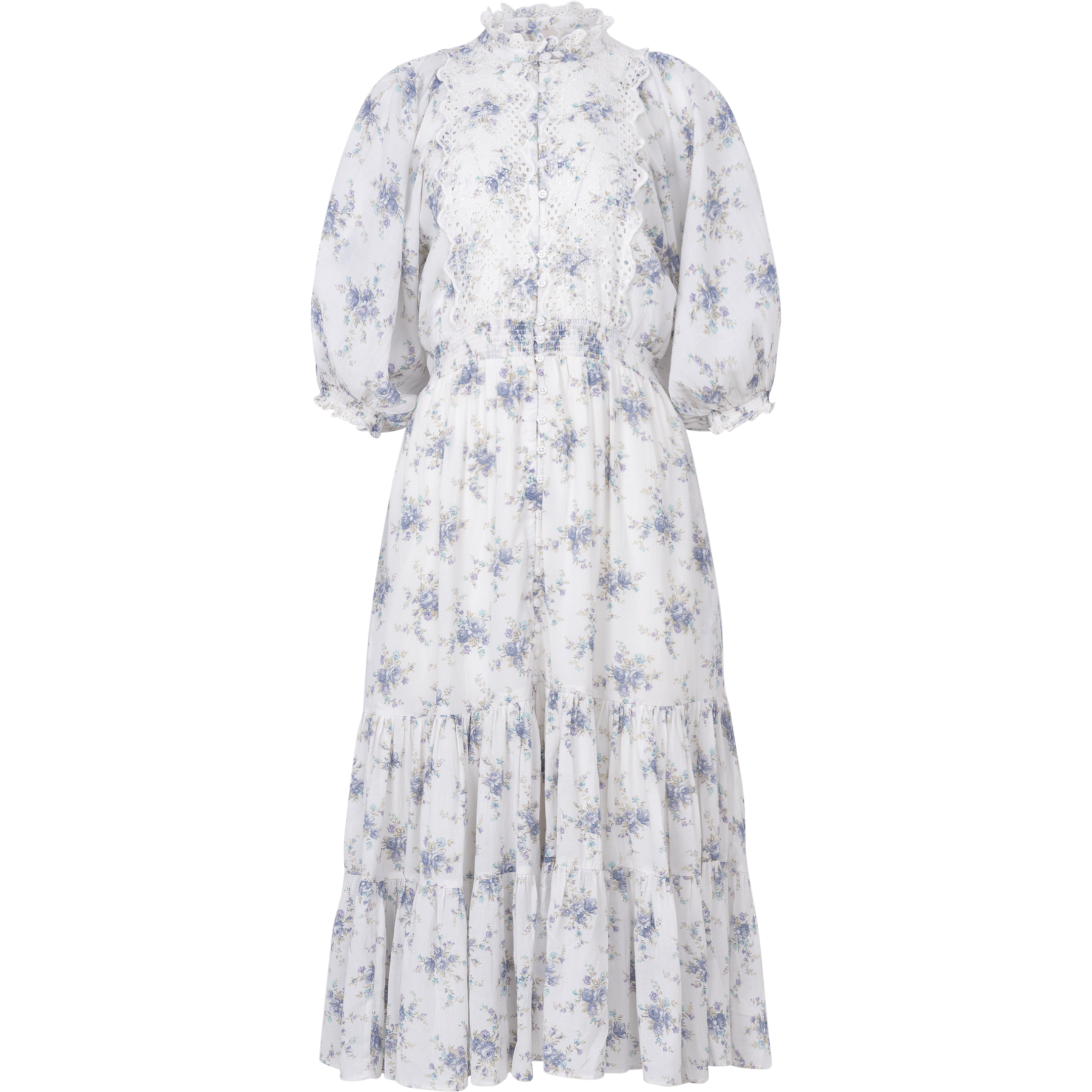 Cotton Slub Midi Dress - Flower Buds