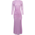 Rhinestone Mesh Maxi Dress - Pink