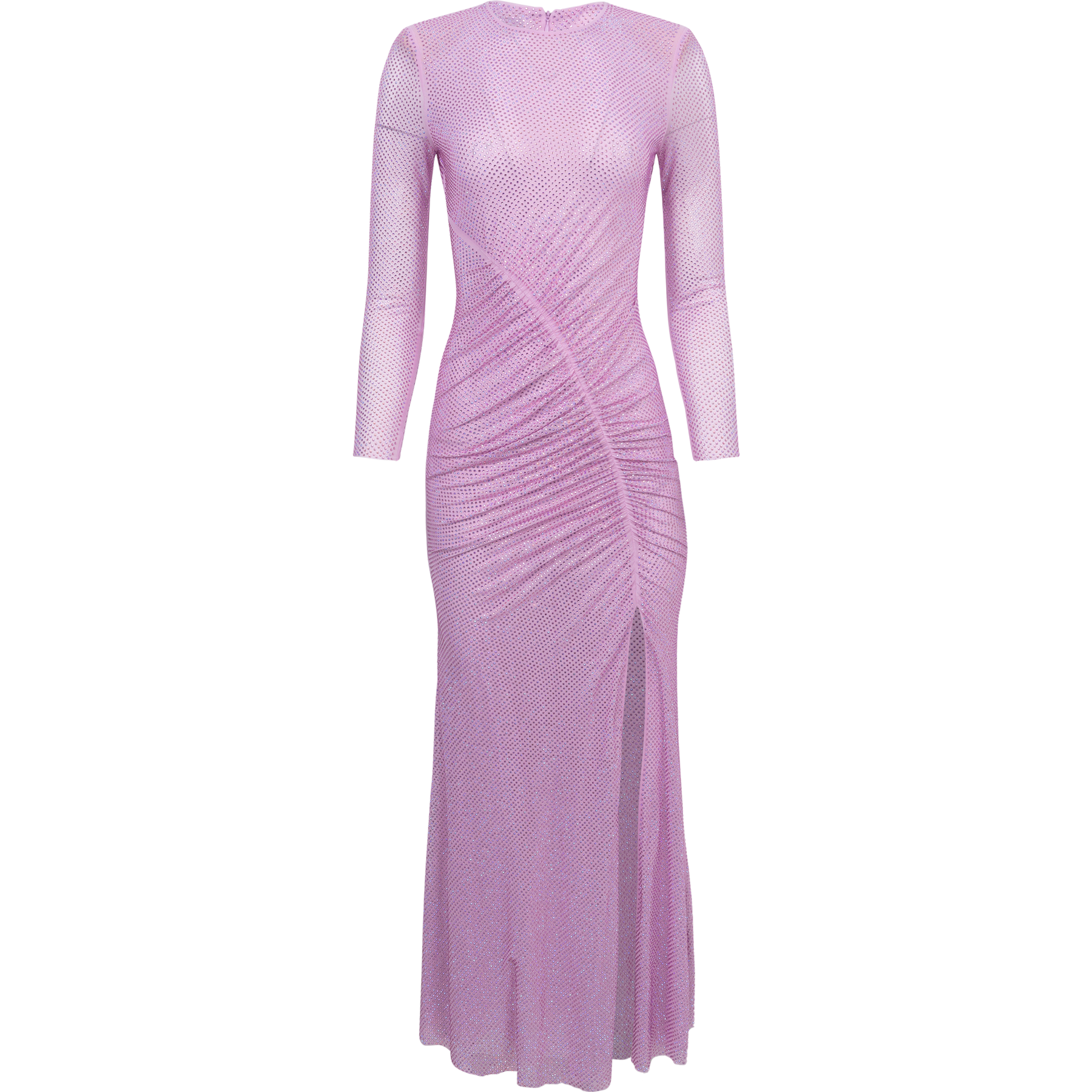 Rhinestone Mesh Maxi Dress - Pink
