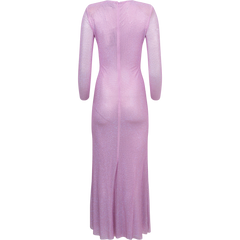 Rhinestone Mesh Maxi Dress - Pink