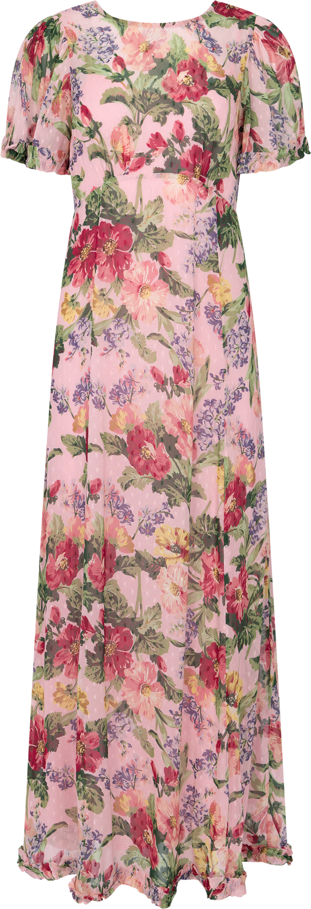 Dotted Georgette Maxiklänning - Pink Blossom
