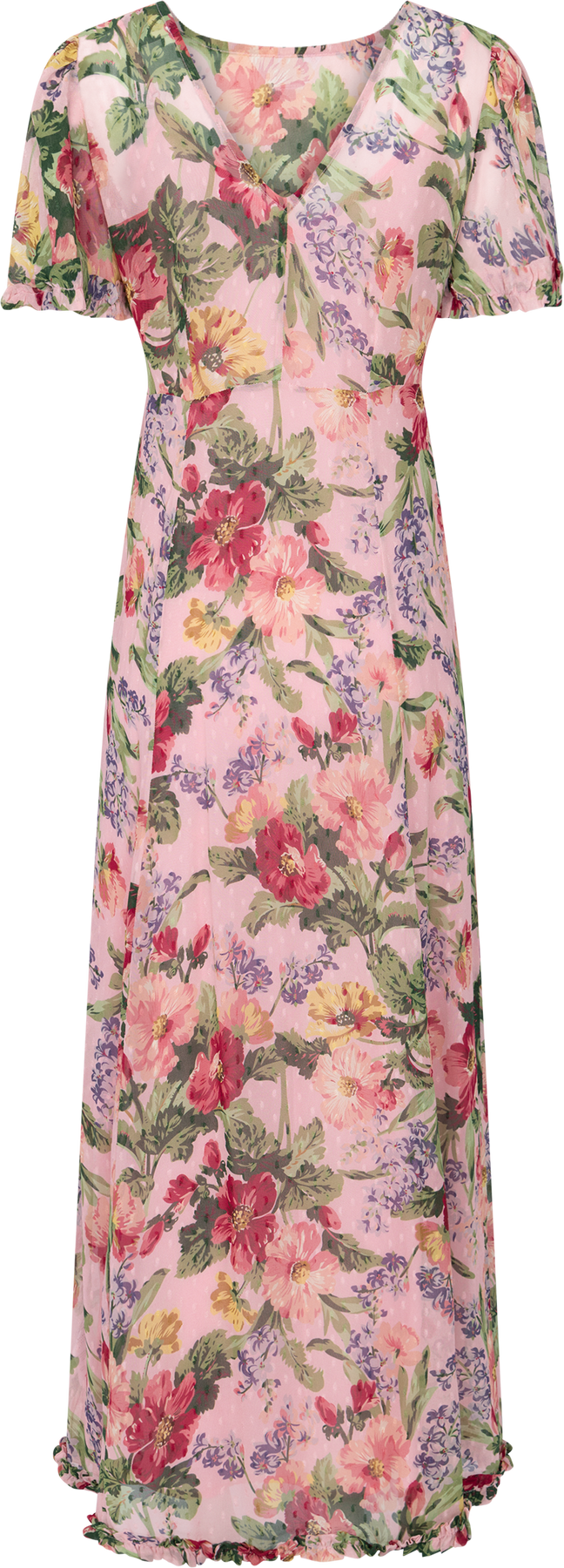 Dotted Georgette Maxiklänning - Pink Blossom