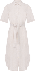 Reg Linen SS Skjortklänning - Dry Sand