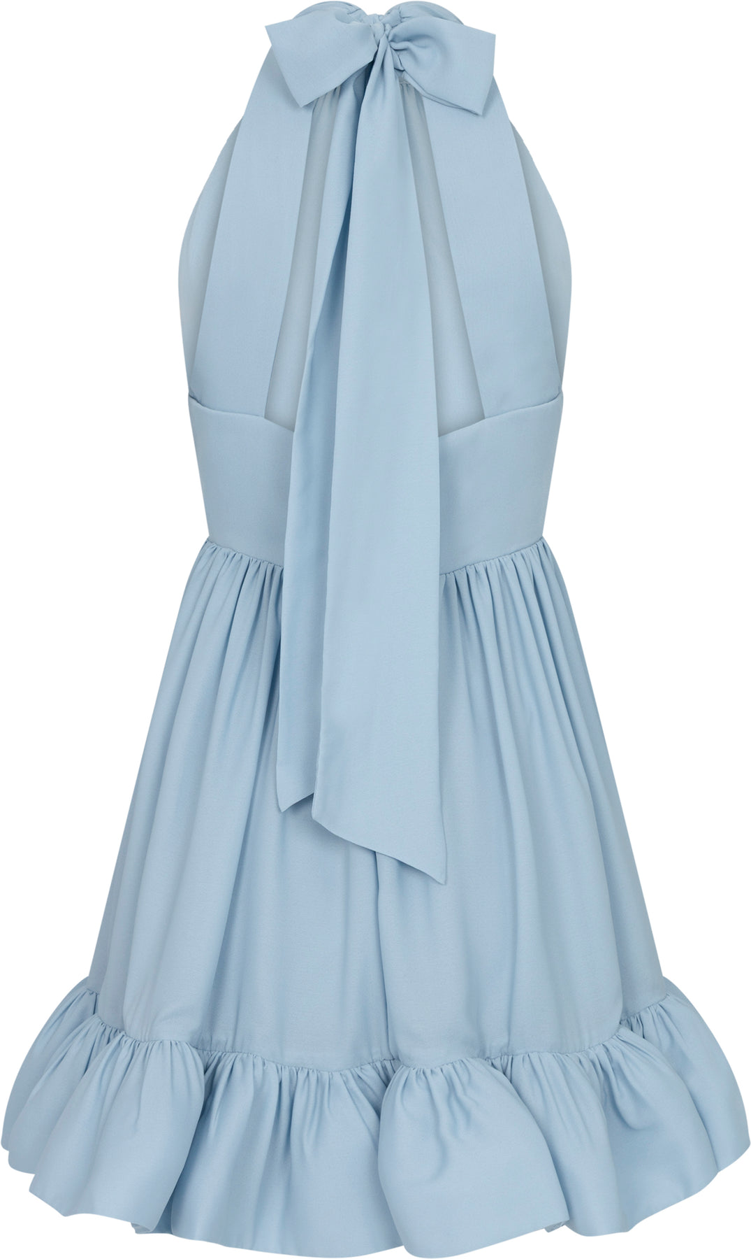 Fern Halterneck Ruffled Mini Dress - Dusty Blue