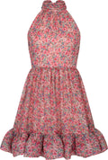 Fern Halterneck Ruffled Mini Dress - Pink Ditsy