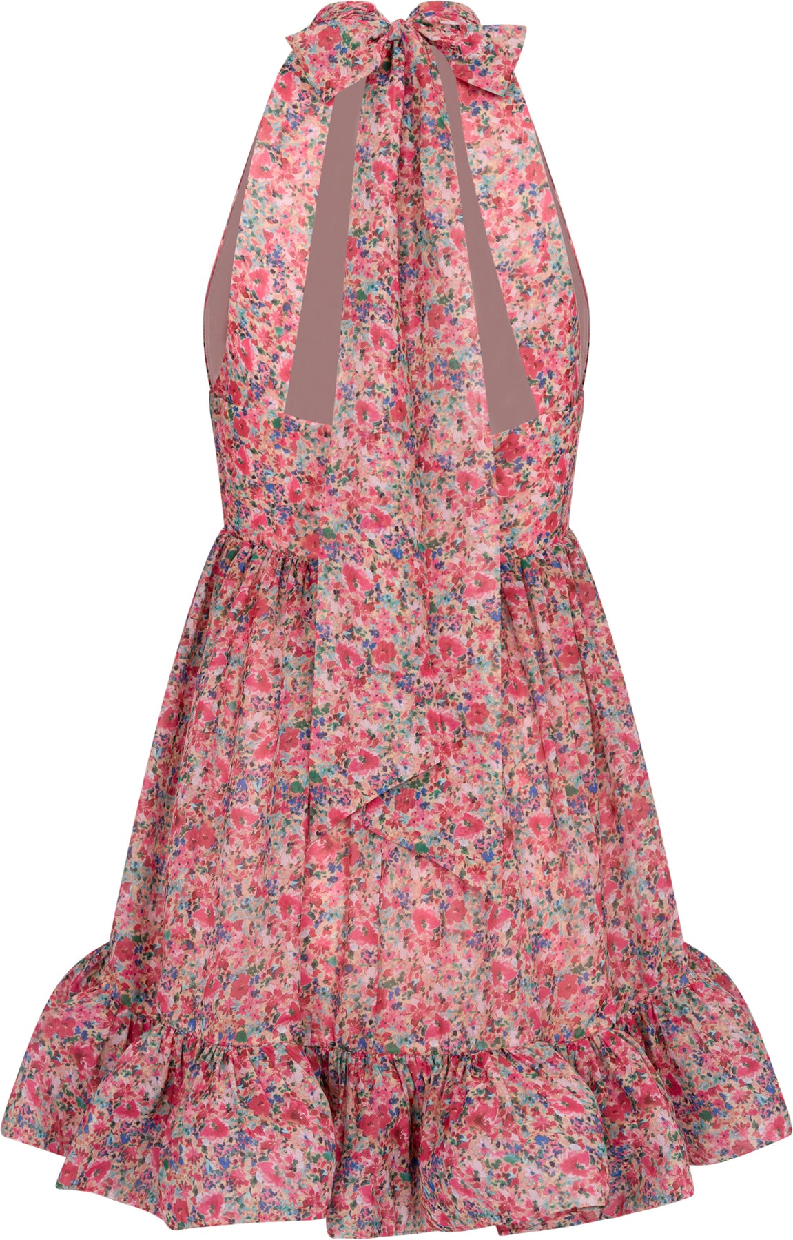 Fern Halterneck Ruffled Mini Dress - Pink Ditsy