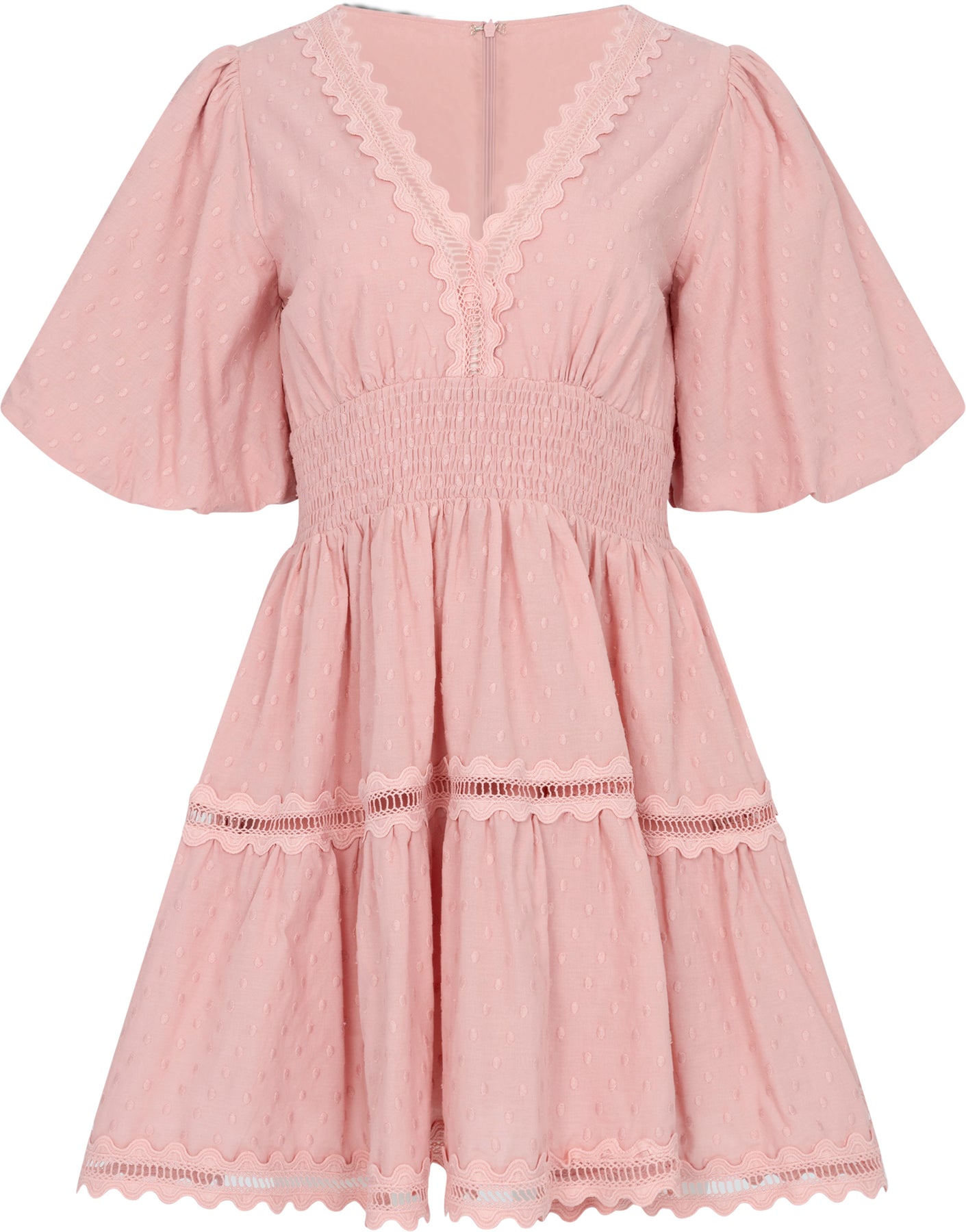 Elvira V-Neck Mini Dress - Blush