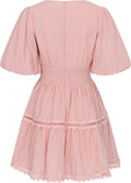 Elvira V-Neck Mini Dress - Blush