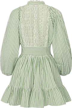 Seersucker Mini Dress - Green Stripe