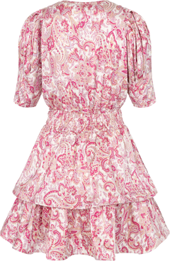 Jade Paisley Satin Dress - Pink