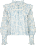 Vårun Flower Dobby Blus - Blue Dobby Flower