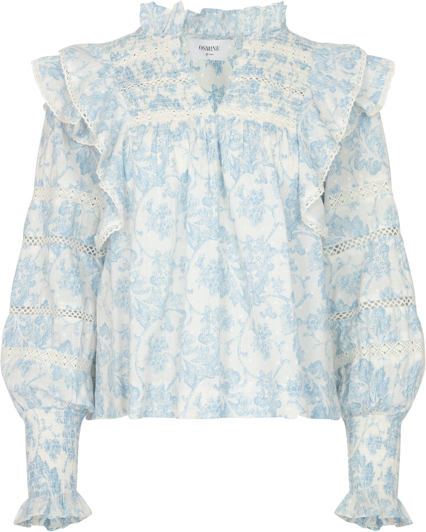 Vårun Flower Dobby Blus - Blue Dobby Flower