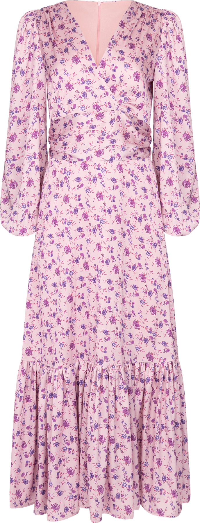 Lana Satin Maxi Dress - Rosa Blommig