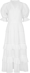 Vera Dobby Dress - Vit
