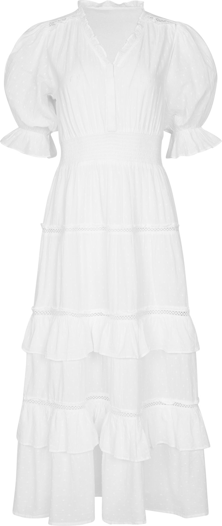 Vera Dobby Dress - Vit