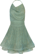 Line Chiffon Dress - Ljusgrön