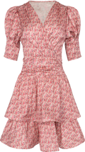 Jade Flower Satin Dress - Korall