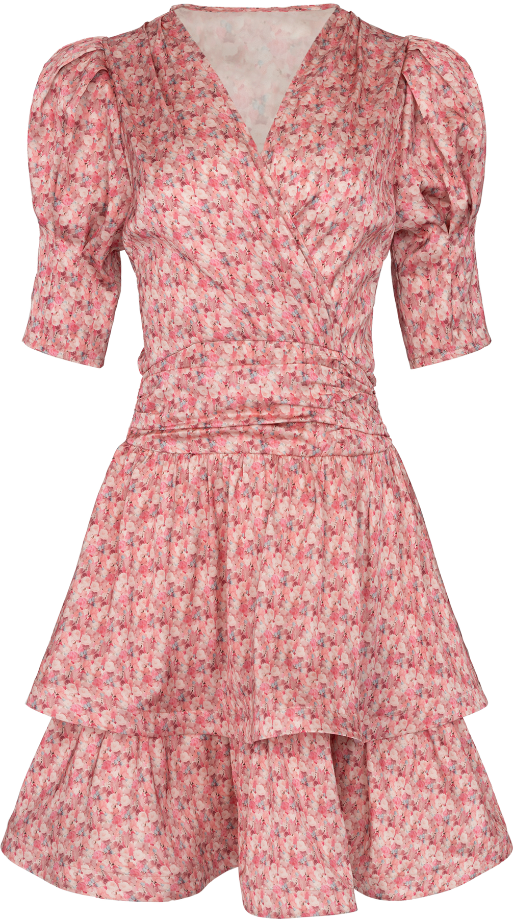 Jade Flower Satin Dress - Korall